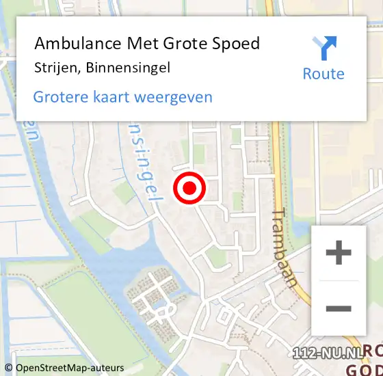 Locatie op kaart van de 112 melding: Ambulance Met Grote Spoed Naar Strijen, Binnensingel op 24 juni 2020 11:42