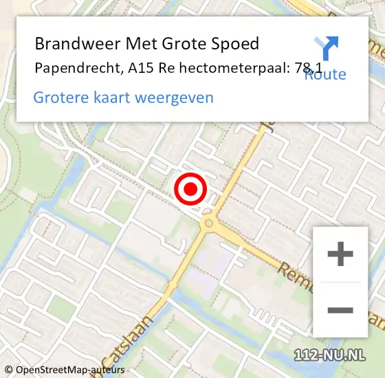 Locatie op kaart van de 112 melding: Brandweer Met Grote Spoed Naar Papendrecht, N3 Re op 24 juni 2020 11:45
