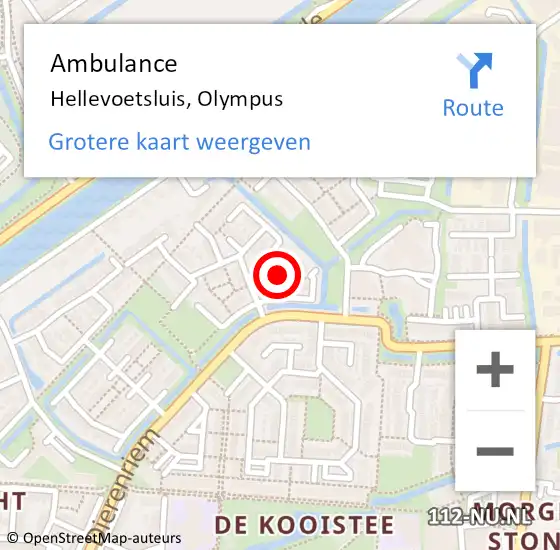 Locatie op kaart van de 112 melding: Ambulance Hellevoetsluis, Olympus op 24 juni 2020 12:04