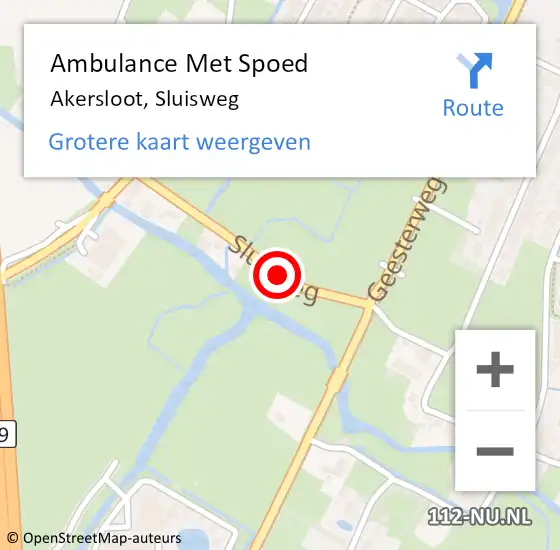 Locatie op kaart van de 112 melding: Ambulance Met Spoed Naar Akersloot, Sluisweg op 24 juni 2020 12:11