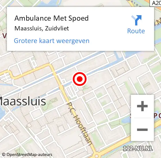 Locatie op kaart van de 112 melding: Ambulance Met Spoed Naar Maassluis, Zuidvliet op 24 juni 2020 13:40