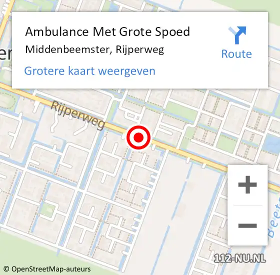 Locatie op kaart van de 112 melding: Ambulance Met Grote Spoed Naar Middenbeemster, Rijperweg op 24 juni 2020 13:43