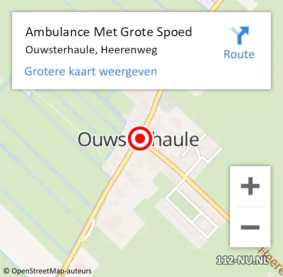 Locatie op kaart van de 112 melding: Ambulance Met Grote Spoed Naar Ouwsterhaule, Heerenweg op 10 mei 2014 14:31
