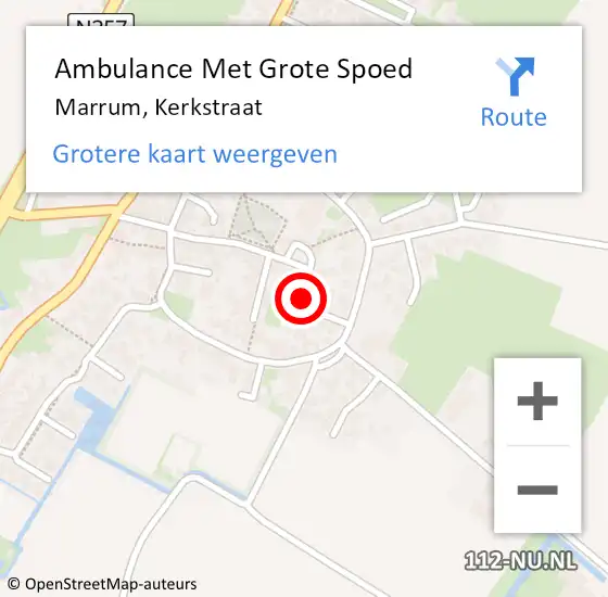 Locatie op kaart van de 112 melding: Ambulance Met Grote Spoed Naar Marrum, Kerkstraat op 24 juni 2020 18:42
