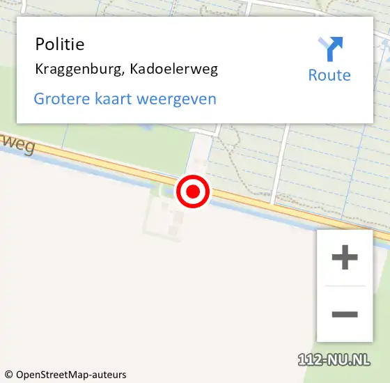 Locatie op kaart van de 112 melding: Politie Kraggenburg, Kadoelerweg op 24 juni 2020 18:57