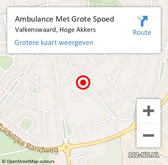 Locatie op kaart van de 112 melding: Ambulance Met Grote Spoed Naar Valkenswaard, Hoge Akkers op 25 juni 2020 00:16