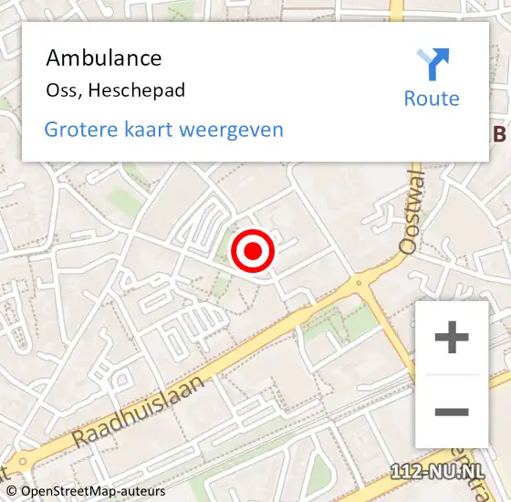 Locatie op kaart van de 112 melding: Ambulance Oss, Heschepad op 25 juni 2020 00:53