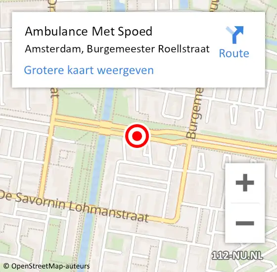 Locatie op kaart van de 112 melding: Ambulance Met Spoed Naar Amsterdam, Burgemeester Roellstraat op 25 juni 2020 02:04