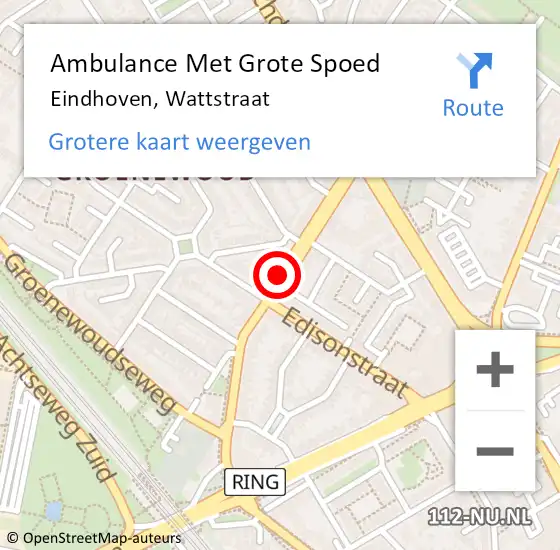 Locatie op kaart van de 112 melding: Ambulance Met Grote Spoed Naar Eindhoven, Wattstraat op 25 juni 2020 03:26