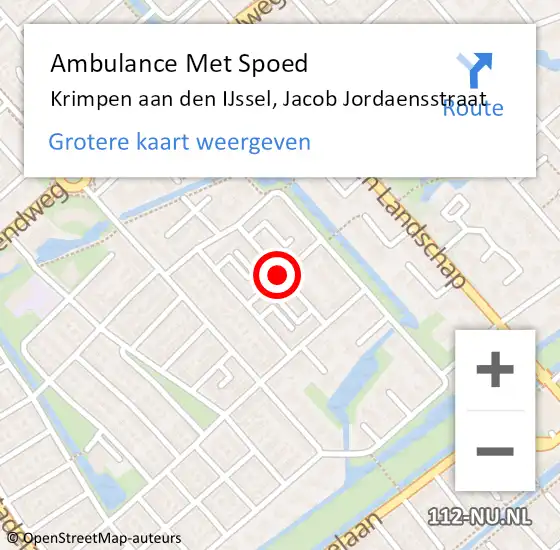 Locatie op kaart van de 112 melding: Ambulance Met Spoed Naar Krimpen aan den IJssel, Cornelis Trooststraat op 25 juni 2020 13:10