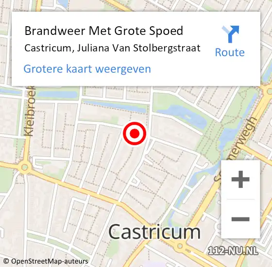 Locatie op kaart van de 112 melding: Brandweer Met Grote Spoed Naar Castricum, Juliana Van Stolbergstraat op 25 juni 2020 13:22