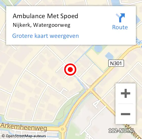 Locatie op kaart van de 112 melding: Ambulance Met Spoed Naar Nijkerk, Watergoorweg op 25 juni 2020 18:07