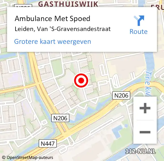 Locatie op kaart van de 112 melding: Ambulance Met Spoed Naar Leiden, Van 'S-Gravensandestraat op 25 juni 2020 19:43