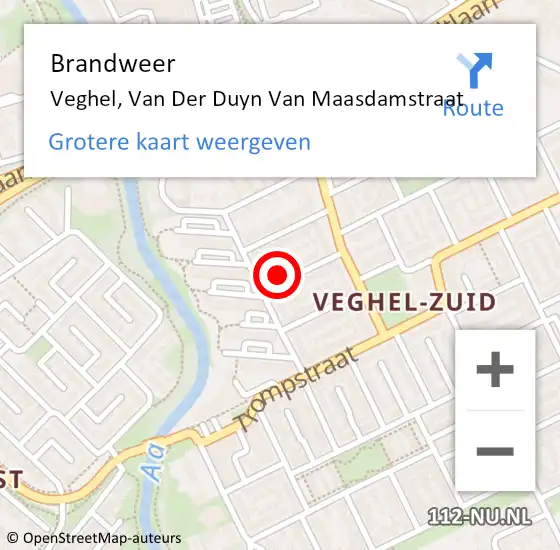 Locatie op kaart van de 112 melding: Brandweer Veghel, Van Der Duyn Van Maasdamstraat op 10 mei 2014 16:46