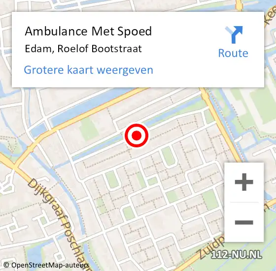 Locatie op kaart van de 112 melding: Ambulance Met Spoed Naar Edam, Roelof Bootstraat op 26 juni 2020 00:33