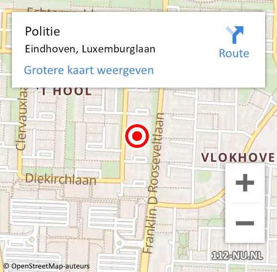 Locatie op kaart van de 112 melding: Politie Eindhoven, Luxemburglaan op 26 juni 2020 02:26