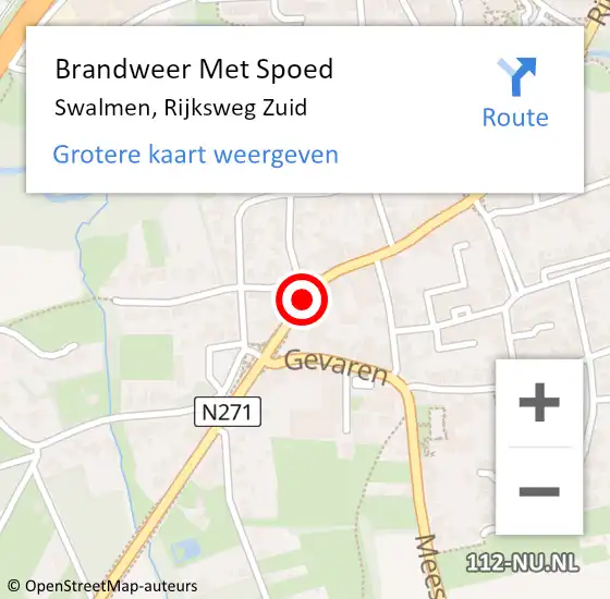Locatie op kaart van de 112 melding: Brandweer Met Spoed Naar Swalmen, Rijksweg Zuid op 26 juni 2020 03:33