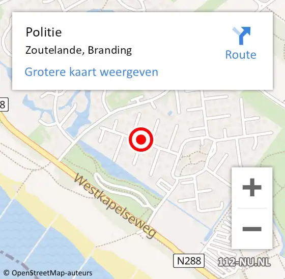 Locatie op kaart van de 112 melding: Politie Zoutelande, Branding op 26 juni 2020 06:29