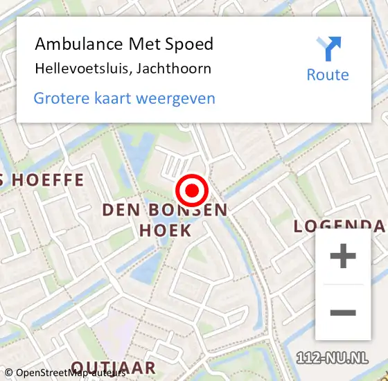 Locatie op kaart van de 112 melding: Ambulance Met Spoed Naar Hellevoetsluis, Jachthoorn op 26 juni 2020 10:30