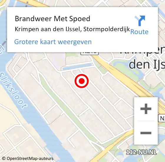 Locatie op kaart van de 112 melding: Brandweer Met Spoed Naar Krimpen aan den IJssel, Stormpolderdijk op 26 juni 2020 10:39