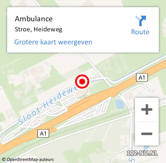 Locatie op kaart van de 112 melding: Ambulance Stroe, Heideweg op 26 juni 2020 13:08