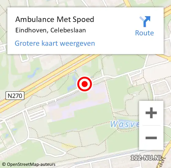 Locatie op kaart van de 112 melding: Ambulance Met Spoed Naar Eindhoven, Celebeslaan op 26 juni 2020 13:36