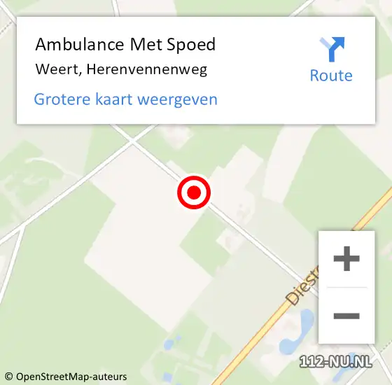 Locatie op kaart van de 112 melding: Ambulance Met Spoed Naar Weert, Herenvennenweg op 26 juni 2020 14:18