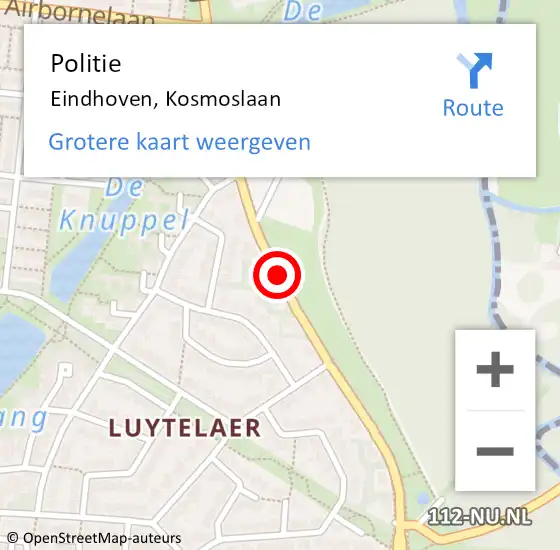 Locatie op kaart van de 112 melding: Politie Eindhoven, Kosmoslaan op 26 juni 2020 15:43