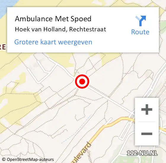 Locatie op kaart van de 112 melding: Ambulance Met Spoed Naar Hoek van Holland, Rechtestraat op 26 juni 2020 16:37