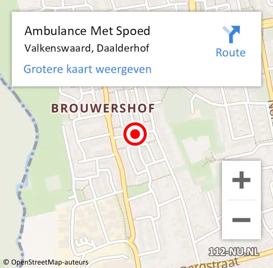Locatie op kaart van de 112 melding: Ambulance Met Spoed Naar Valkenswaard, Daalderhof op 26 juni 2020 19:18