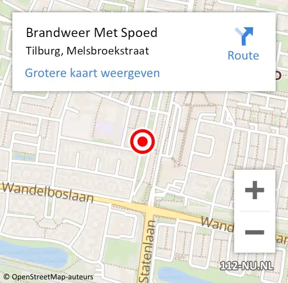 Locatie op kaart van de 112 melding: Brandweer Met Spoed Naar Tilburg, Melsbroekstraat op 26 juni 2020 19:39