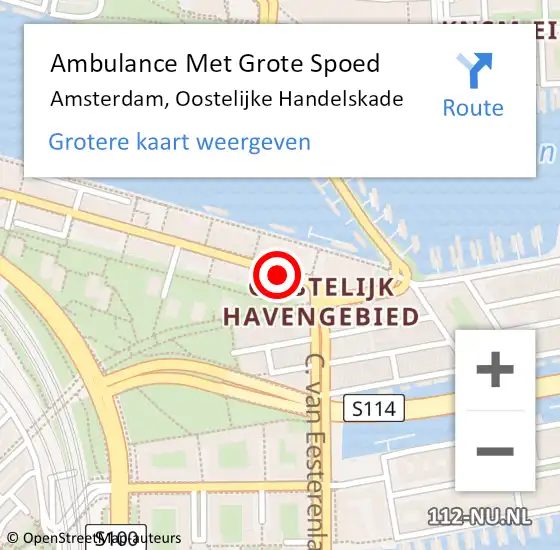Locatie op kaart van de 112 melding: Ambulance Met Grote Spoed Naar Amsterdam, Oostelijke Handelskade op 26 juni 2020 22:15