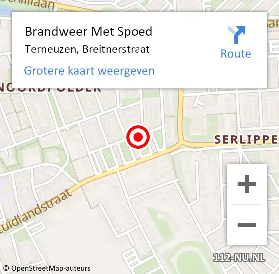 Locatie op kaart van de 112 melding: Brandweer Met Spoed Naar Terneuzen, Breitnerstraat op 26 juni 2020 23:08