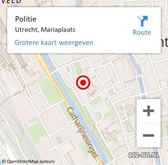Locatie op kaart van de 112 melding: Politie Utrecht, Mariaplaats op 26 juni 2020 23:11