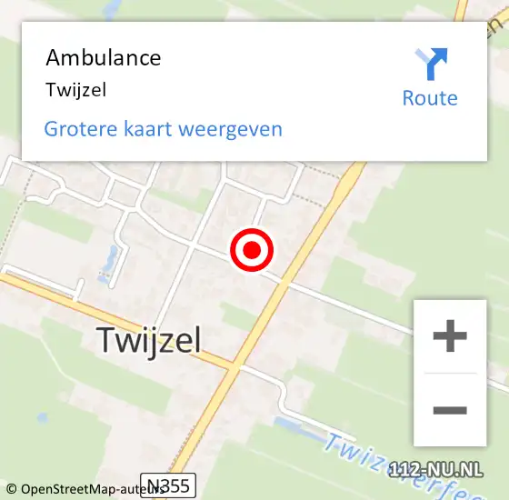 Locatie op kaart van de 112 melding: Ambulance Twijzel op 27 juni 2020 01:53