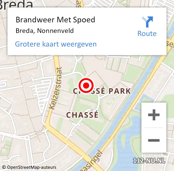 Locatie op kaart van de 112 melding: Brandweer Met Spoed Naar Breda, Nonnenveld op 27 juni 2020 04:00