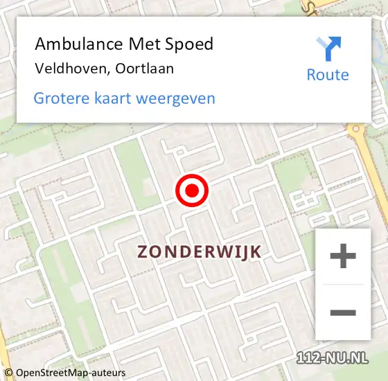 Locatie op kaart van de 112 melding: Ambulance Met Spoed Naar Veldhoven, Oortlaan op 27 juni 2020 05:12
