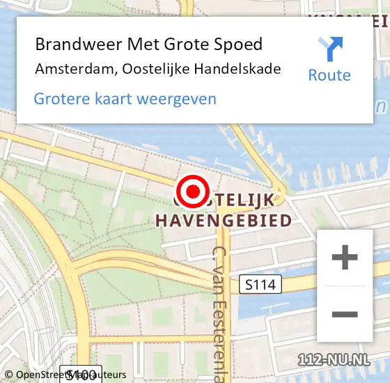 Locatie op kaart van de 112 melding: Brandweer Met Grote Spoed Naar Amsterdam, Oostelijke Handelskade op 27 juni 2020 09:10