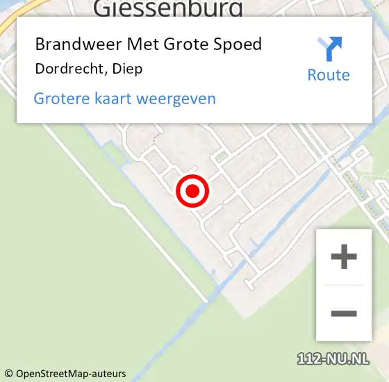 Locatie op kaart van de 112 melding: Brandweer Met Grote Spoed Naar Dordrecht, Diep op 27 juni 2020 15:09