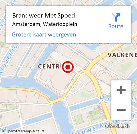 Locatie op kaart van de 112 melding: Brandweer Met Spoed Naar Amsterdam, Waterlooplein op 27 juni 2020 15:30