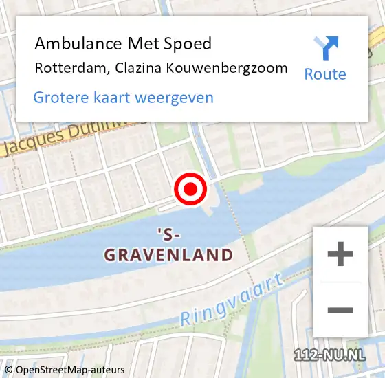 Locatie op kaart van de 112 melding: Ambulance Met Spoed Naar Rotterdam, Clazina Kouwenbergzoom op 27 juni 2020 16:50