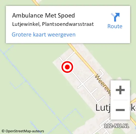 Locatie op kaart van de 112 melding: Ambulance Met Spoed Naar Lutjewinkel, Plantsoendwarsstraat op 27 juni 2020 17:56