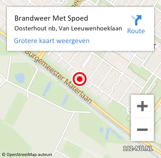 Locatie op kaart van de 112 melding: Brandweer Met Spoed Naar Oosterhout nb, Van Leeuwenhoeklaan op 27 juni 2020 21:27