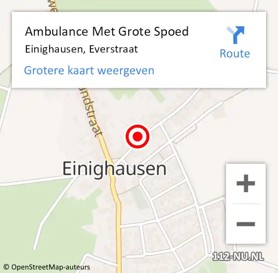 Locatie op kaart van de 112 melding: Ambulance Met Grote Spoed Naar Einighausen, Everstraat op 11 mei 2014 00:36
