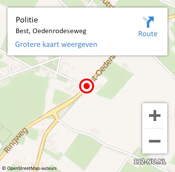 Locatie op kaart van de 112 melding: Politie Best, Oedenrodeseweg op 28 juni 2020 01:40
