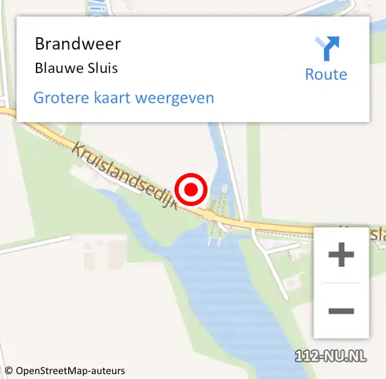 Locatie op kaart van de 112 melding: Brandweer Blauwe Sluis op 11 mei 2014 00:55