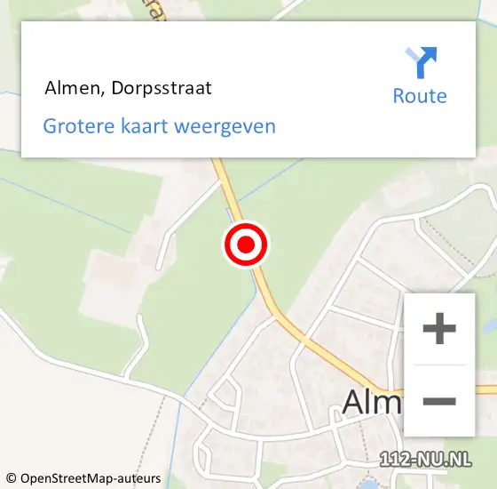 Locatie op kaart van de 112 melding:  Almen, Dorpsstraat op 28 juni 2020 03:20