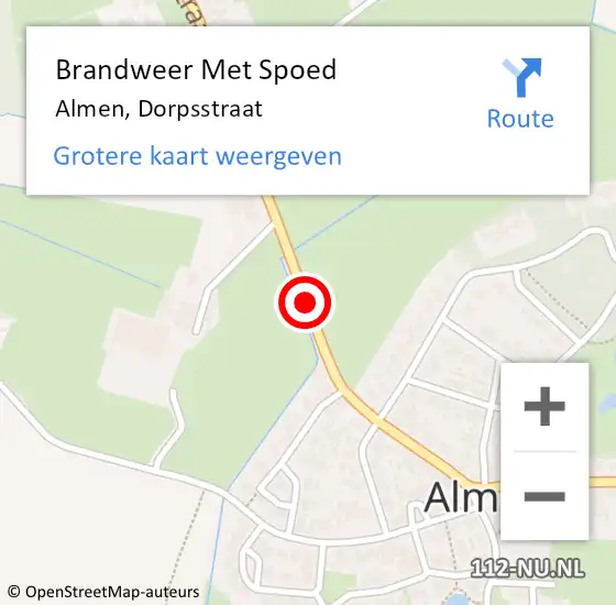 Locatie op kaart van de 112 melding: Brandweer Met Spoed Naar Almen, Dorpsstraat op 28 juni 2020 03:26