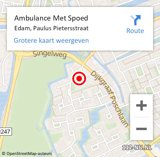 Locatie op kaart van de 112 melding: Ambulance Met Spoed Naar Edam, Paulus Pietersstraat op 28 juni 2020 17:22