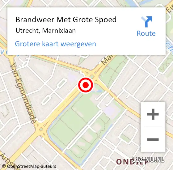 Locatie op kaart van de 112 melding: Brandweer Met Grote Spoed Naar Utrecht, Marnixlaan op 28 juni 2020 17:36